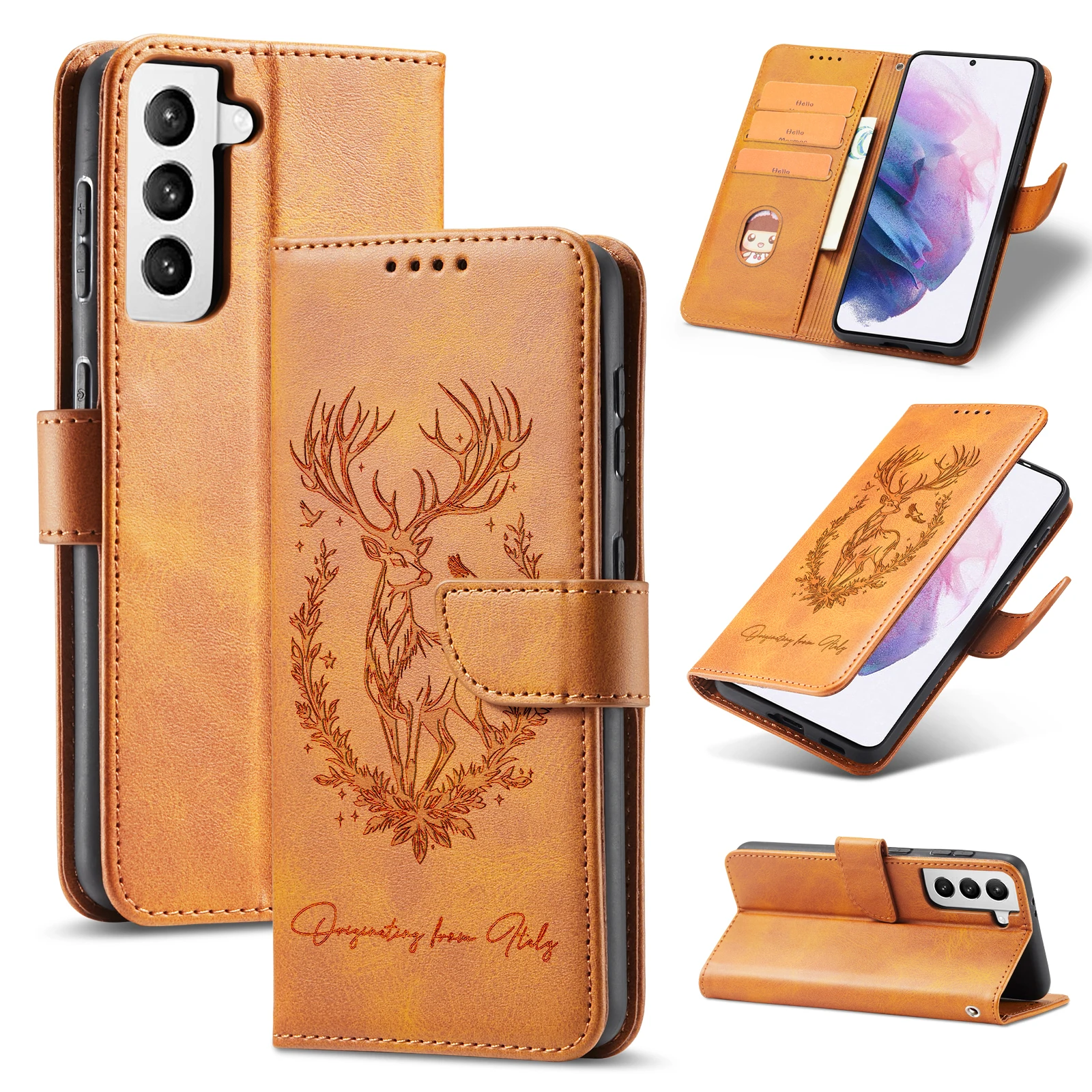 3D Animal Leather Flip Phone Wallet Case with Card Holder