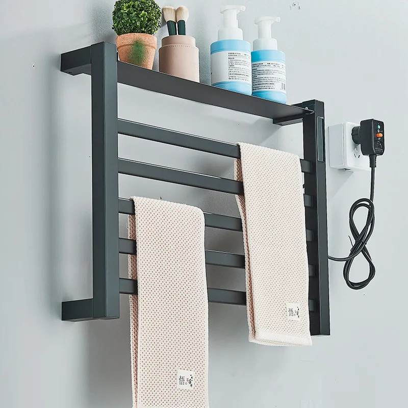 Bathroom Electric Heated Towel Rack with Digital Display Touch Thermostatic Dry Towel 304 Stainless Steel Heater