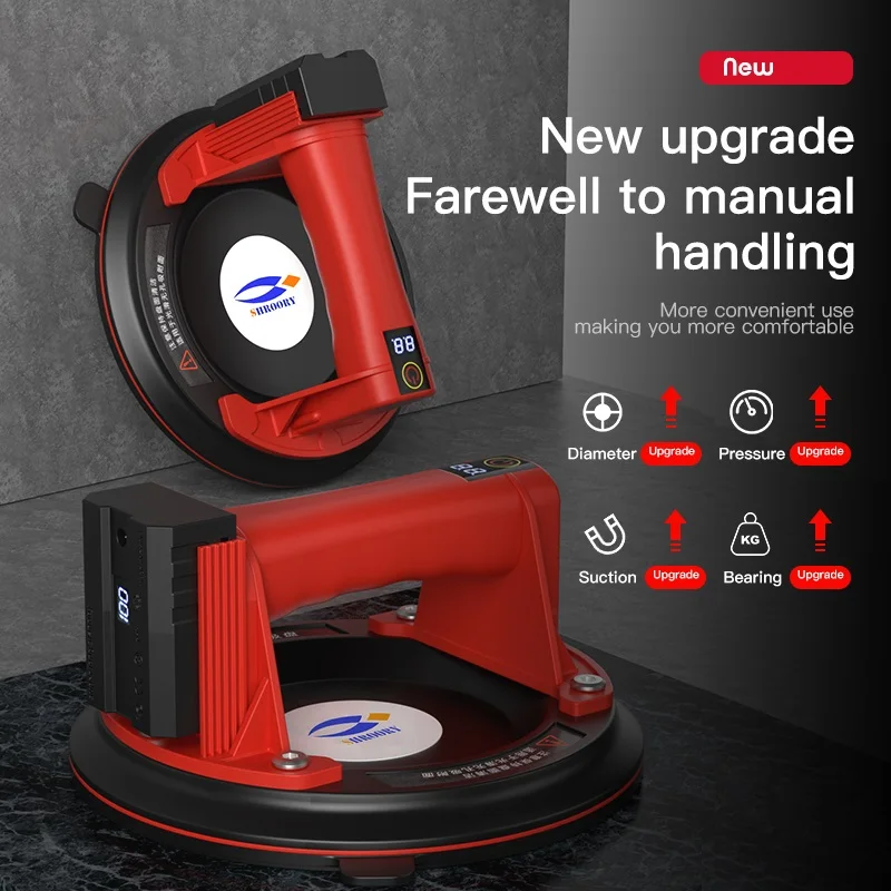 8 Inch Electric Vacuum Suction Cup Lifter 200KG Load Capacity Heavy-Duty Hand-Held for Moving Large Granite Tile electric vacuum lifter