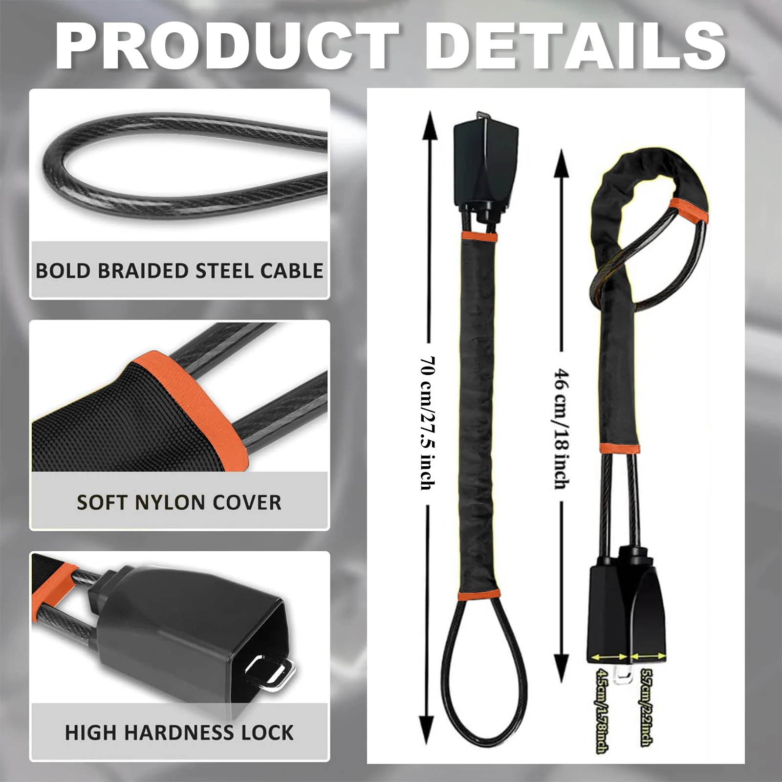 Universal Car Steering Wheel Lock - Anti-Theft Durable Security Cable