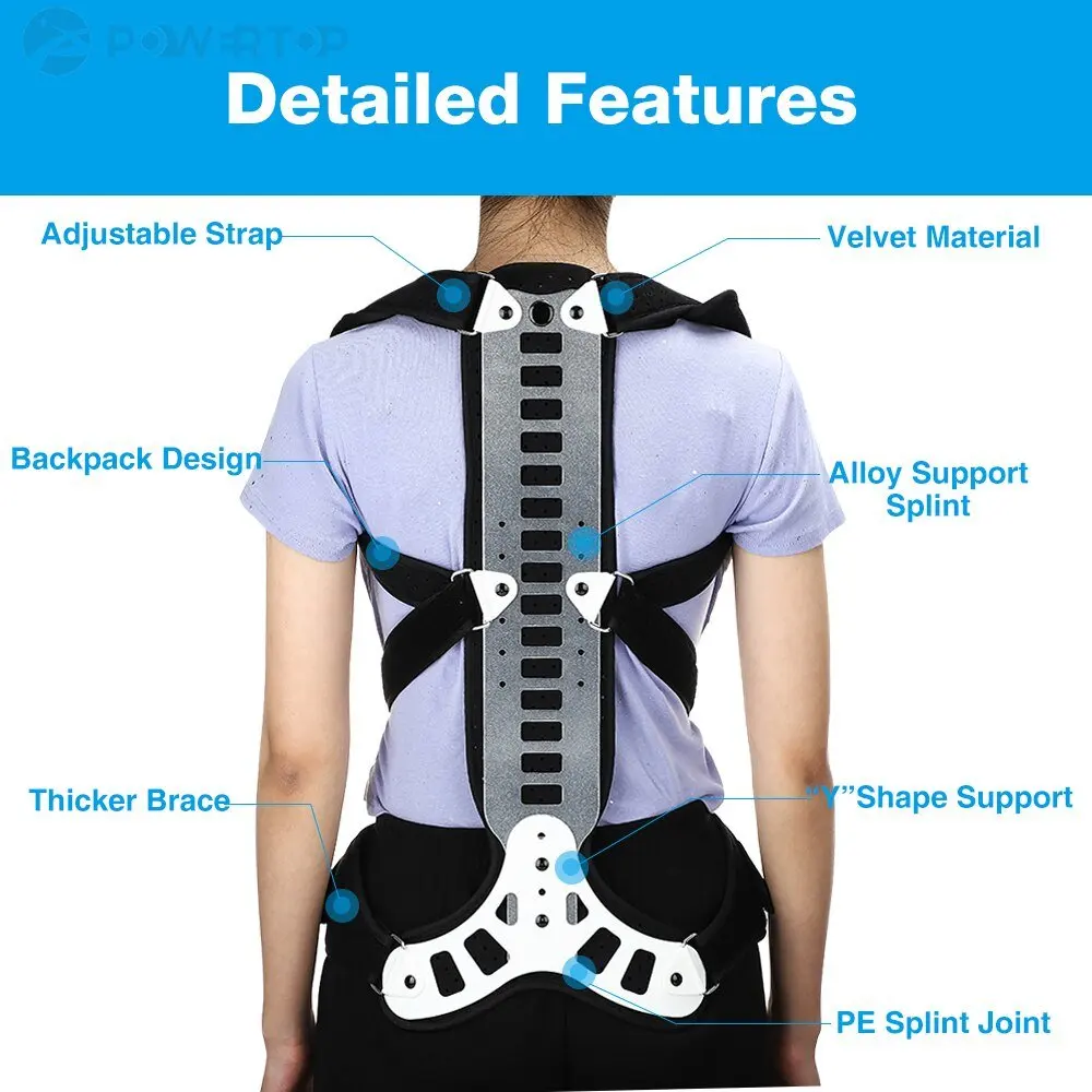 High Quality Aluminum Plate Lumbar Spinal Bad Back Posture Corrector Brace Humpback Orthopedic Strain Pain Relief