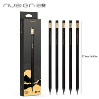 NUSIGN 10-Pack Black Gold Solid Wood Pencils for Students & Advanced Sketching Artists School Office Fashion Stationery Gifts 6