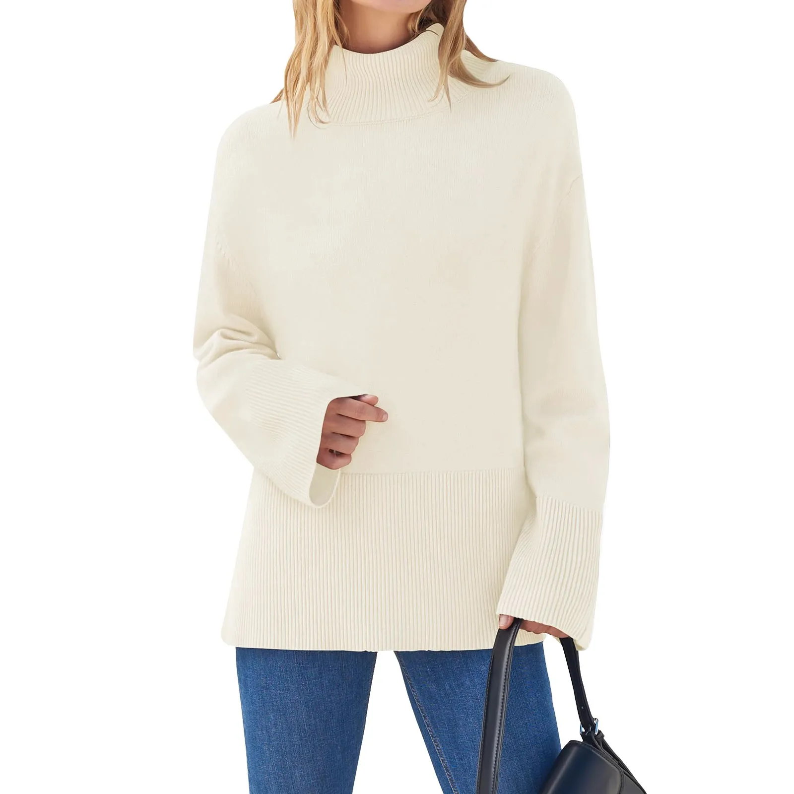 

Loose Casual Pullovers Sweater Women Harajuku Knitwear Autumn Fashion Thicken Long Sleeve High Collar Lady Knitted Sweaters Tops