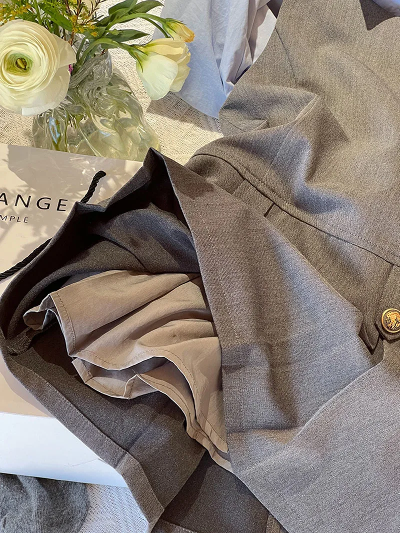 Girls Blue Shirt Grey Vest Dress Autumn Outfit