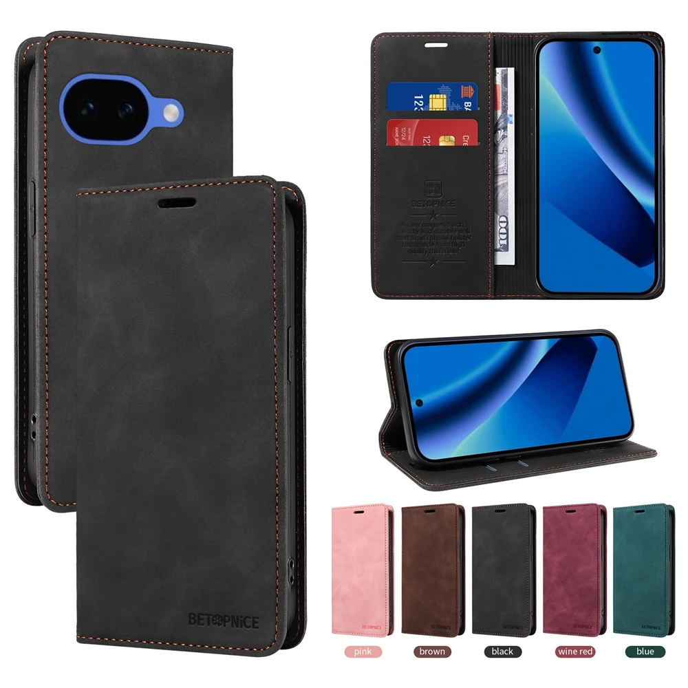 RFID Blocking Magnetic Wallet Case - Premium Flip Cover with Stand and Card Slots