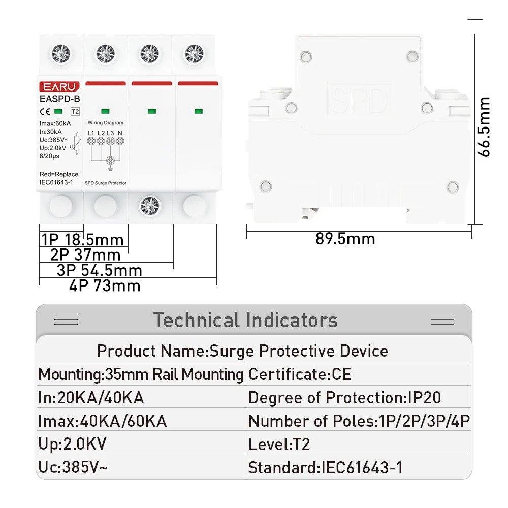 SPD Surge Protector Device Arrester Low Voltage House Surge Voltage Protection f