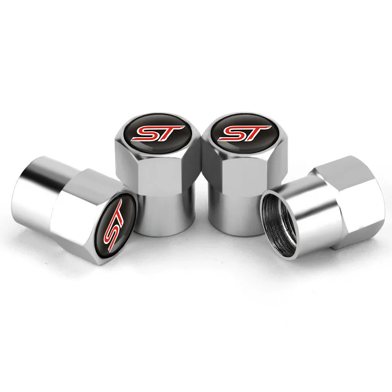 Tire Valve Caps 4pcs Car Wheel Tire Valve Stem Caps Airtight Cover For Ford St Line Focus X 2 3 Mondeo Fiesta Kuga Mk2 Mk3 Mk4 Auto Accessories