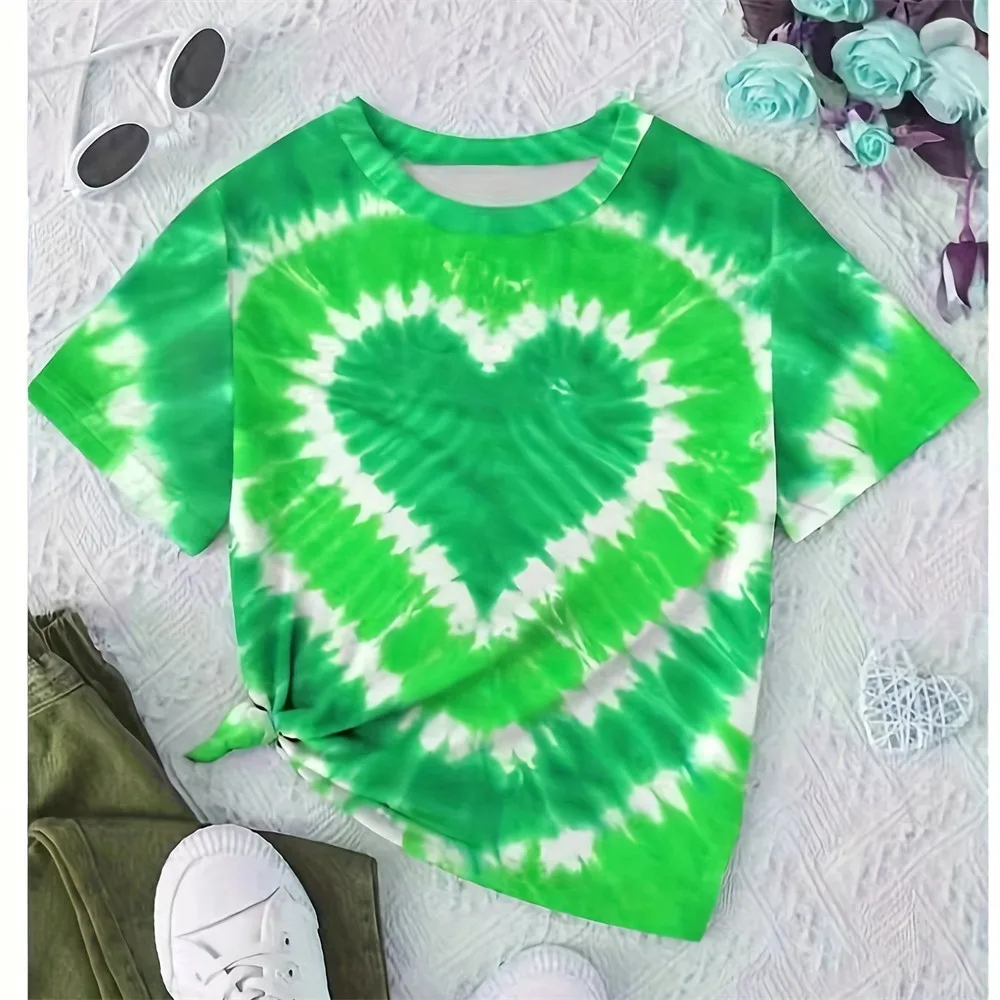 Camiseta Dia Namorados Ithalt - Estampa Coração, Manga Longa, Meninas 4-12 Anos