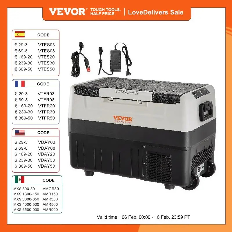 Vevor 35L 45L 55L Frigorifero Per Auto Mini Frigorifero Congelatore Compressore Portatile Cooler Ice Box Keep Cool Per Il Campeggio Viaggiare