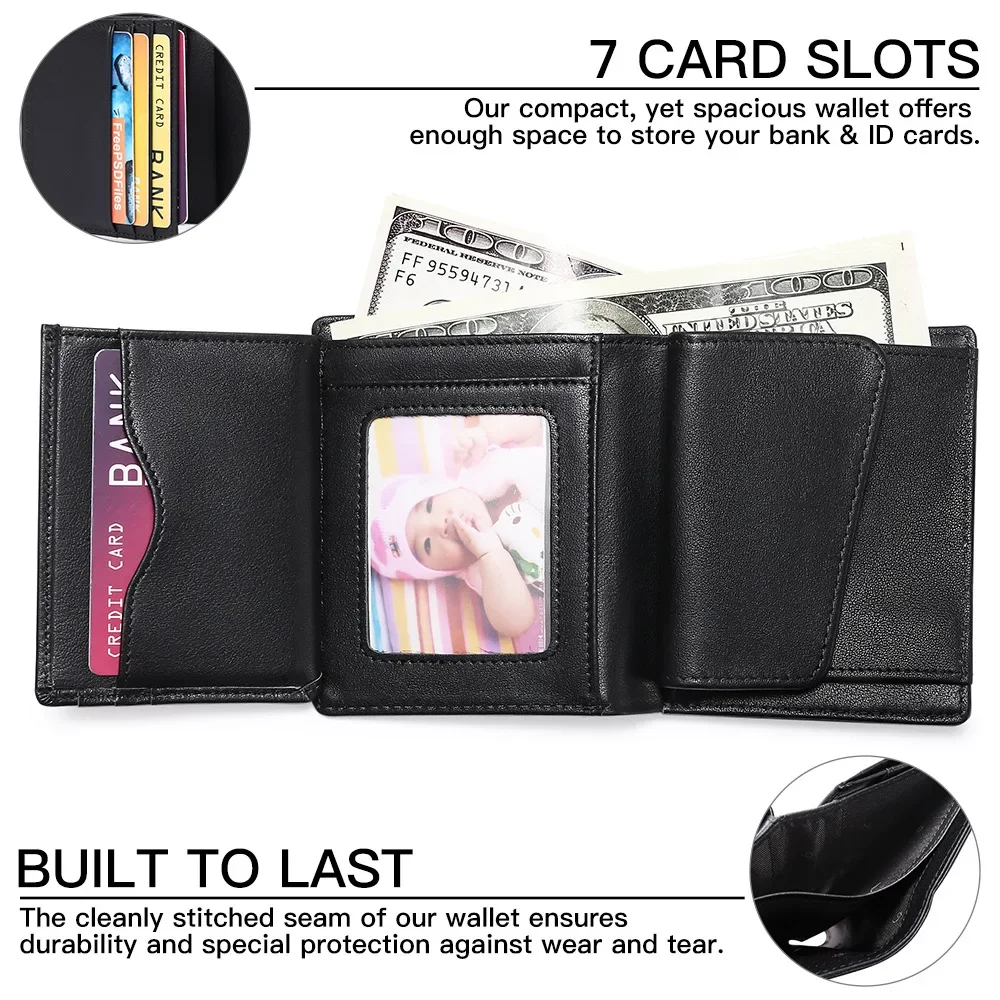 Bussiness Genuine Leather Mens Wallet with Coin Pocket Bifold Wallet for Men 4