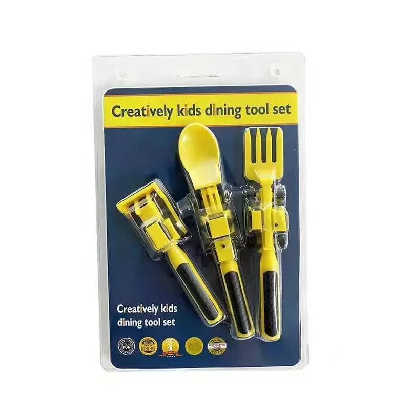 Cutlery Set Children's Plate Knife Fork Spoon Bulldozer Excavator Safety and Practical Tools