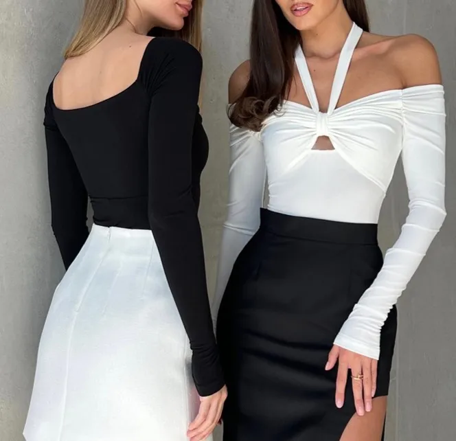 

Женские укороченные футболки, женские эластичные тонкие футболки с длинным рукавом и воротником-лодочкой