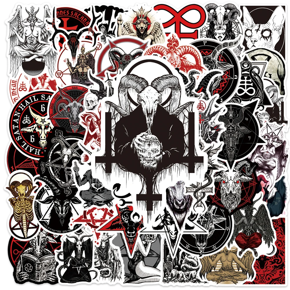 10/30/50pcs Horror Demon Satan Gothic Stickers Cool Falling Angel Sticker Laptop Skateboard Car Bike Motorcycle Waterproof Decal 10 50pcs gothic stickers waterproof vinyl stickers perfect for laptop phone car skateboard   white punk mushroom toy decals