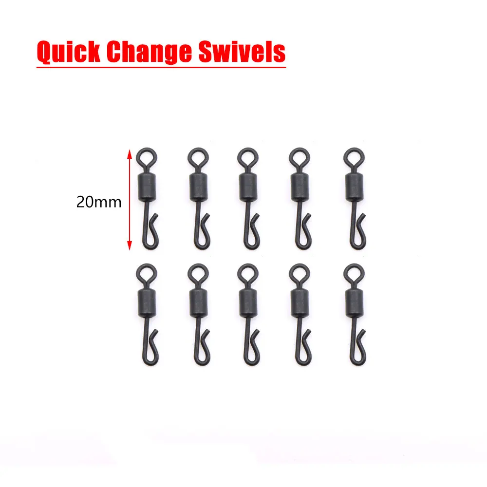 10 Set Carp Fishing Accessories Helicopter Hair Rig Tackle Kit Anti-tangle Sleeve QC Fishing Swivel Lead Clip For Fishing Tool 4