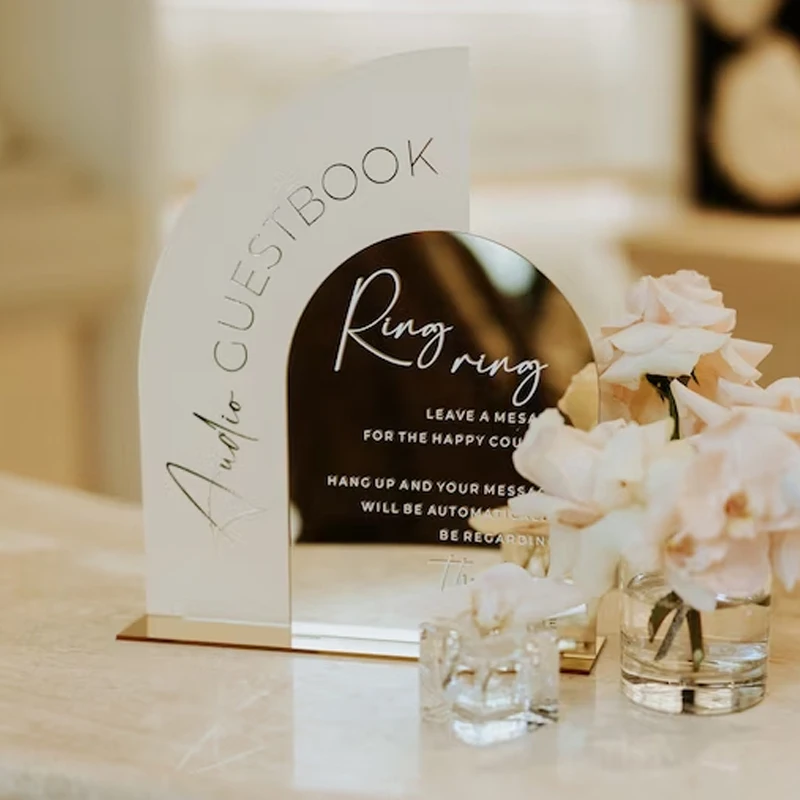 Audio Guestbook Sign,Telephone Guest Book Sign,Gold Acrylic Sign,Wedding Guestbook Sign,Wedding Signage,Wedding Reception Decor