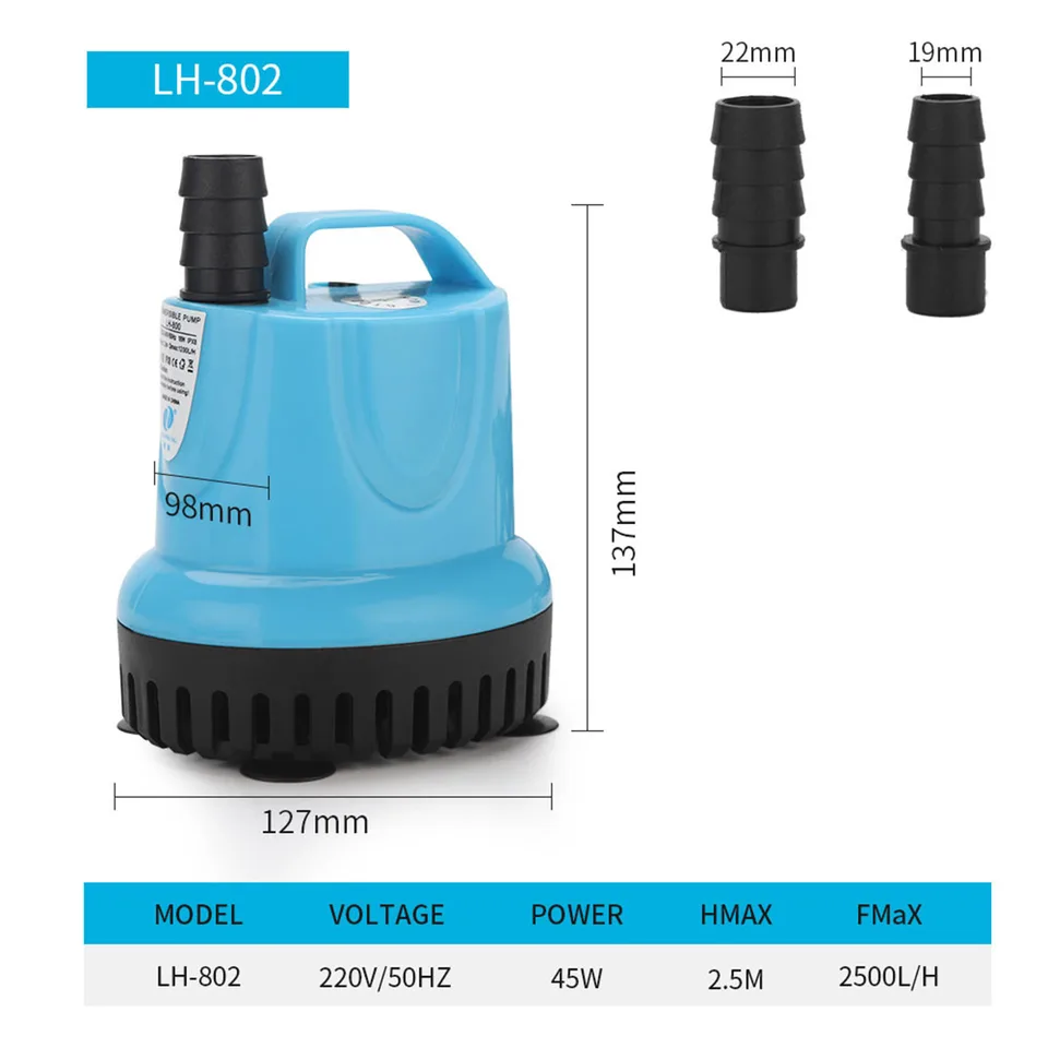 LH-802 45W Submersible Water Pump Quiet Bottom Suction Pump With Dry Burning Protection , Fish Tank Pump For Pond Aquariums