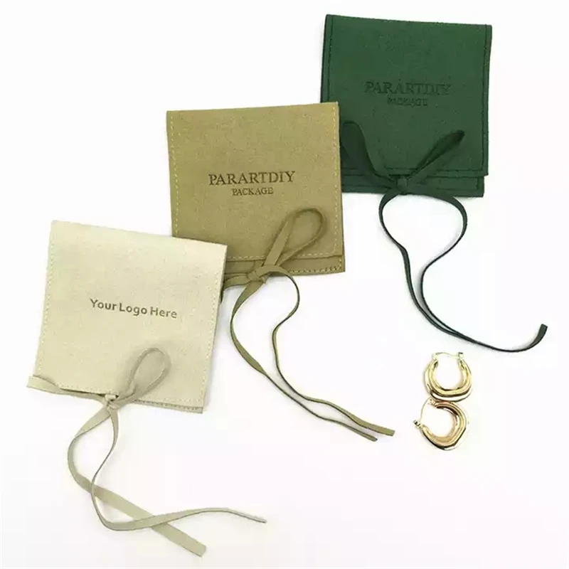 

SheepSew 8X8cm Wholesale Custom Luxury Microfiber Small Gift Jewelry Pouch Packaging with Deboss Print Customized Logo