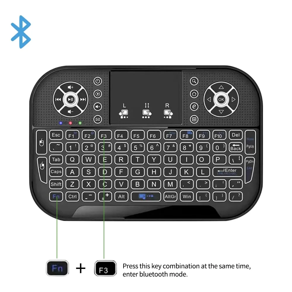 Mini Teclado Bluetooth 2.4g Modo Dual Handheld Fingerboard Mouse Backlit Touchpad Controle Remoto para Windows Android tv a8 - Imagem 6