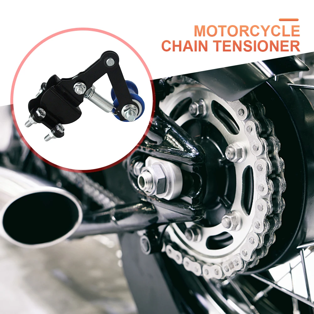 Motorcycle Chain Adjuster with Guide Wheels Pulley Chain Tensioner Iron Motorbike Tensioner for 50cc-500cc ATV Motocross
