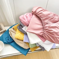 1Pc Fitted Bed Sheet With Elastic Band Solid Color Anti-slip Adjustable Mattress Cover for Single Double King Queen Bed 1