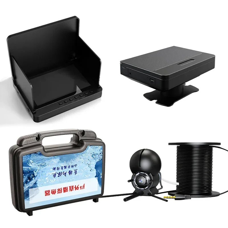 VZb100% IPX8 Waterproof UHD Fish Finder 5.0 Inch Underwater 220&deg; Fishing Camera 1080P IPS Screen 9 Hours Endurance Night Vision