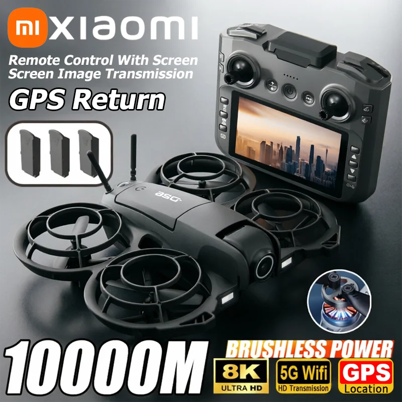 Drone Xiaomi D26 8K HD con Evitamento Ostacoli Intelligente, Telecomando con Schermo Grande, Pieghevole, Motore Brushless, GPS