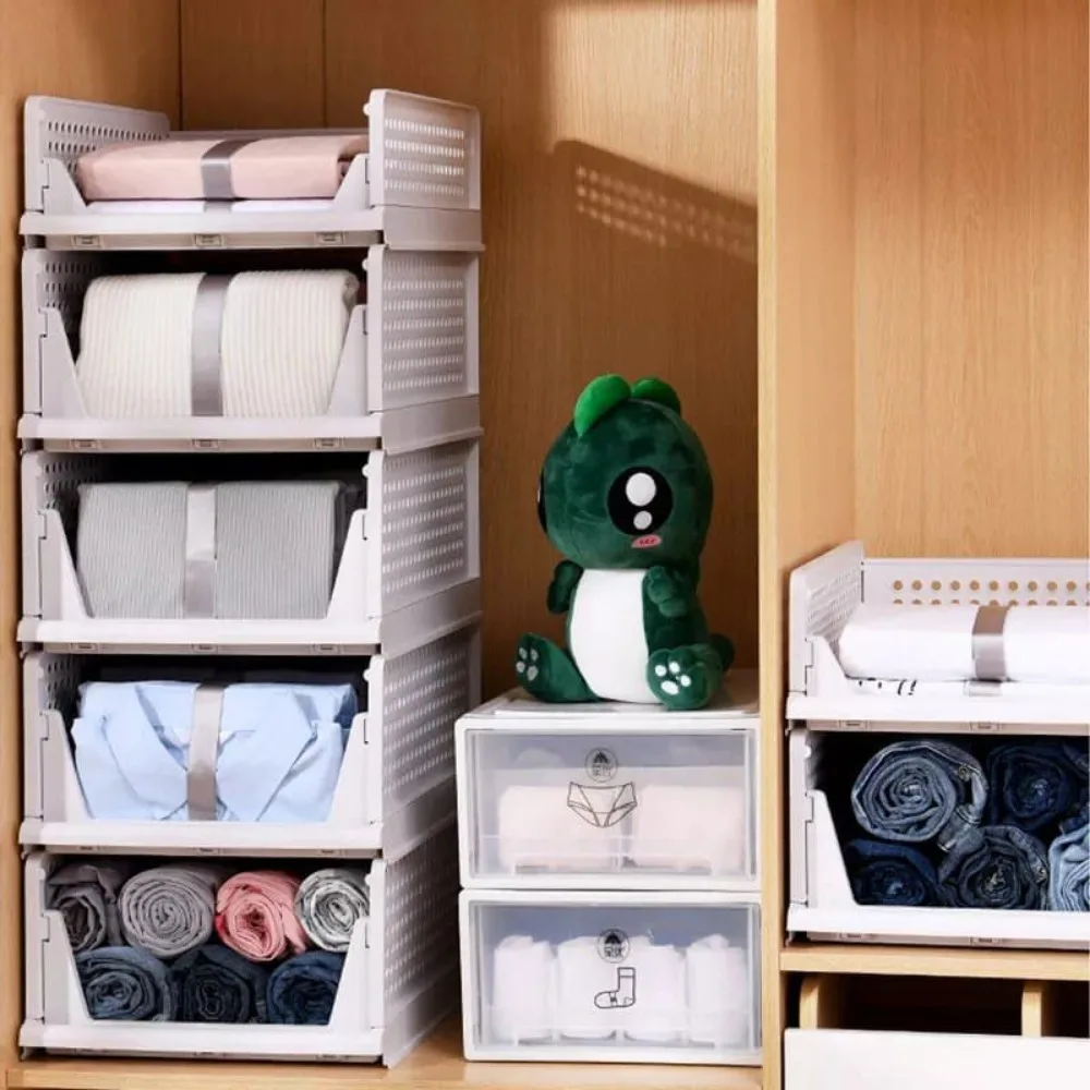 Stackable Plastic Drawers Organizing Boxes Partition Bedroom Office Organizers Closet Clothes Panties Folding Storage Box Home drawer organizers storage box