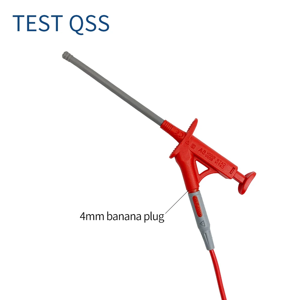 QSS 빠른 테스트 후크 클립 전문 절연 고전압 유연한 그래버 테스트 프로브, 4mm 바나나 소켓 Q.30042