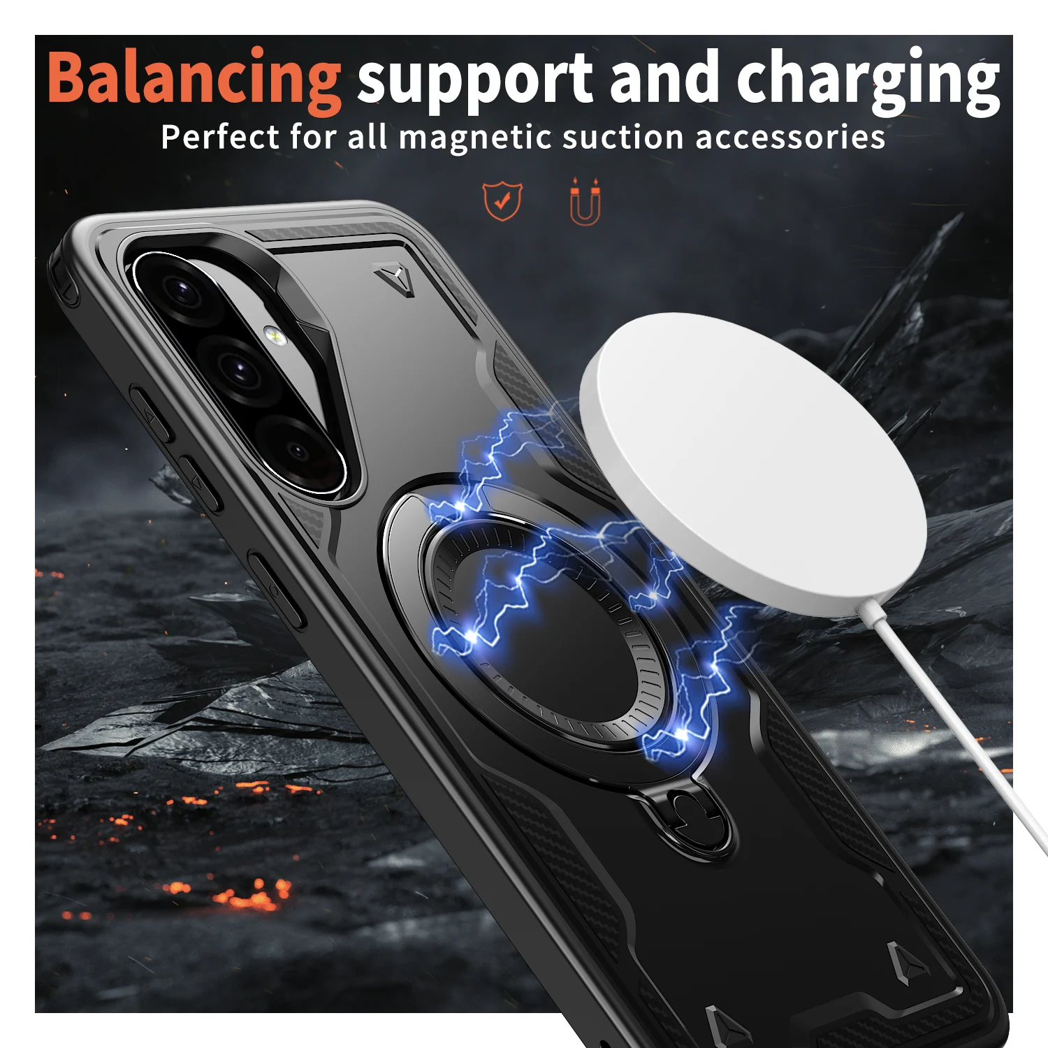 Armor Anti-Fall 360° Rotating Stand Plastic Phone Case Cover