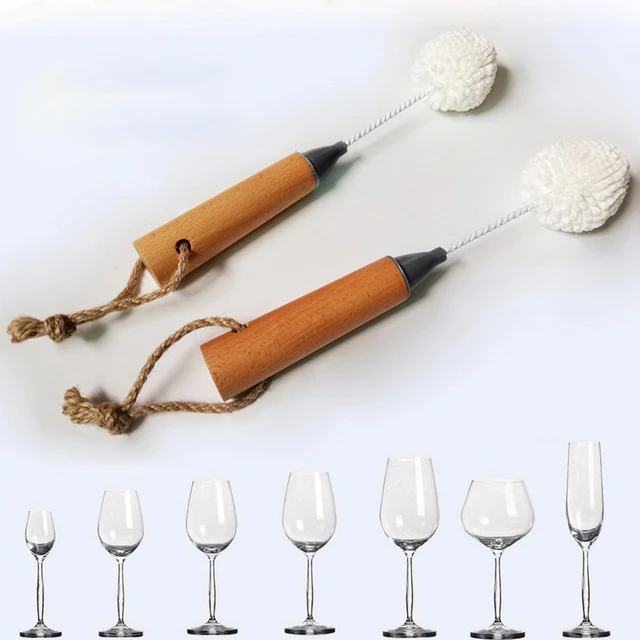 Small Wine Glass Cleaning Brush With Wooden Handle