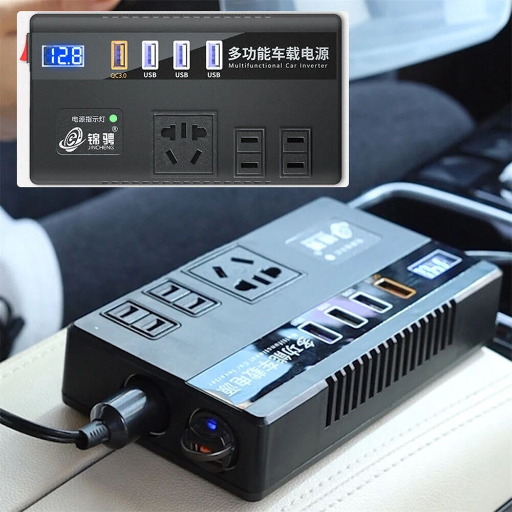 

Car Power Inverter DC To AC Charger Adapter For 12V 24V To 220V 1-Port QC3.0 Fast Charging Digital Display Inverter For Cell