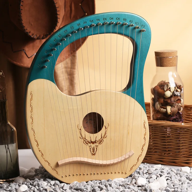 Lyre 19 Strings Lyre Harp Mahogany Wood Harp Piano Stringed Musical Instrument With Tuning Wrench Spare Strings harp musical instrument