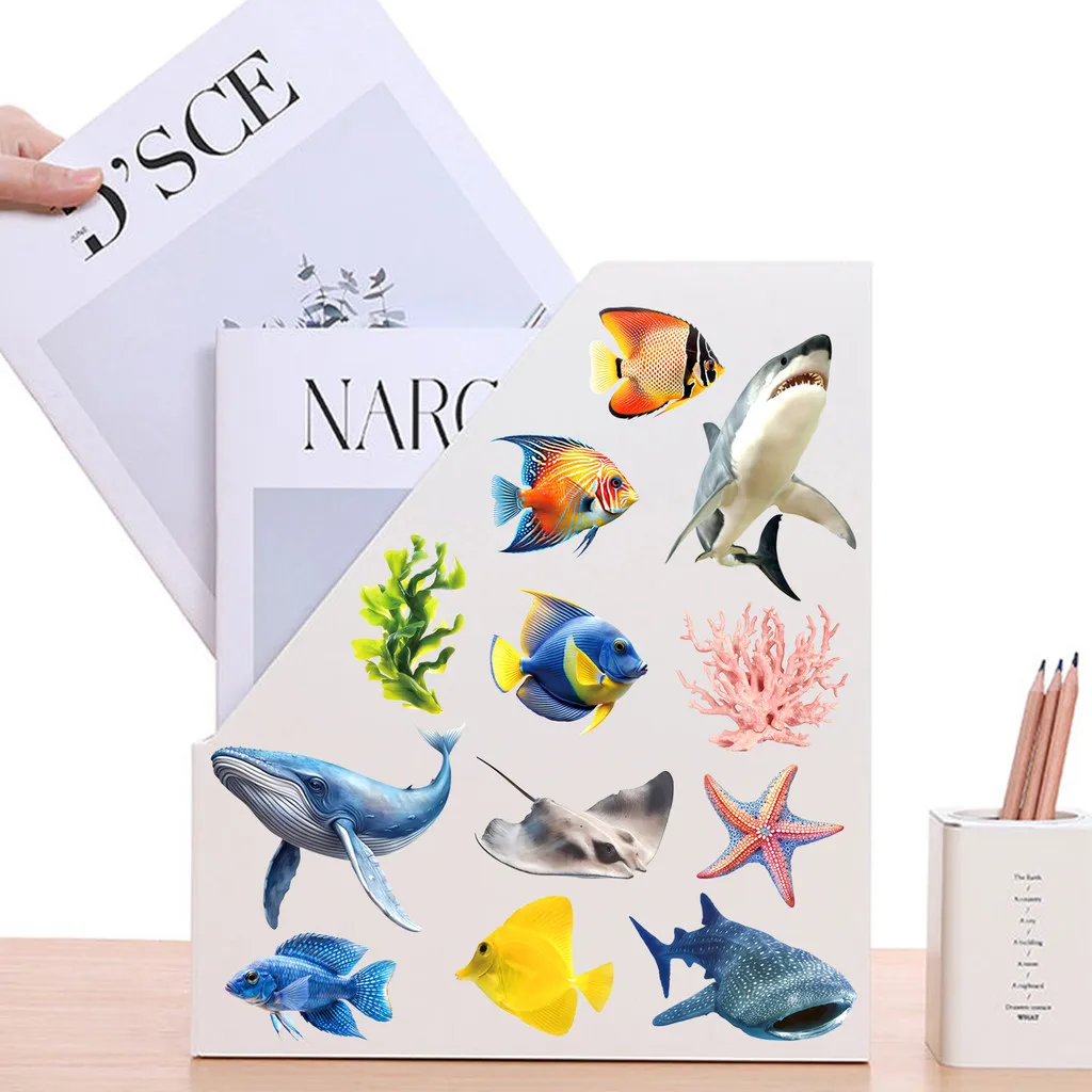 50 Stück doppelseitige transparente Meerestier-Graffiti-Aufkleber – wasserfeste PET-Dekoration für Wände, Bücher, Aufnahme, YourLife Store – Detail 7