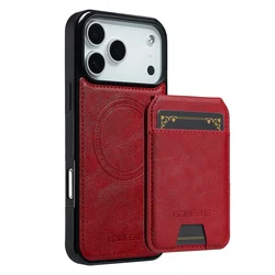Premium Detachable Magnetic Leather Wallet Phone Case - iPhone 14 Plus (Red)