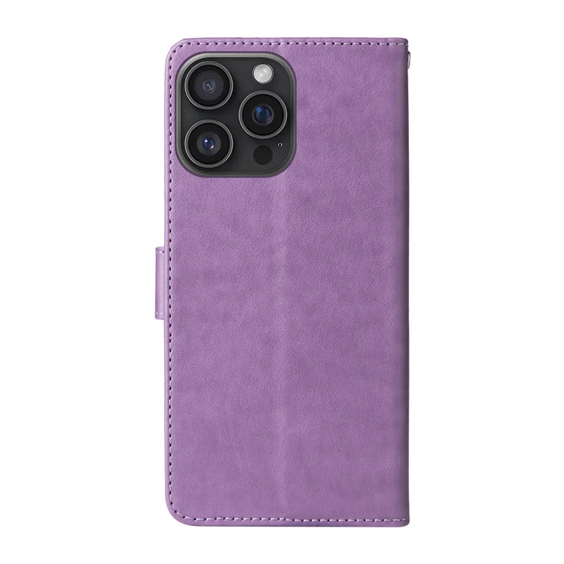 Fringed Iris Leather Flip Wallet Phone Case with Card Slot