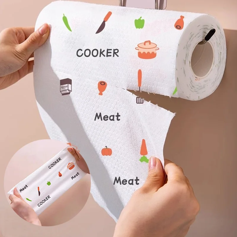 일회용 주방 종이 재사용 가능한 청소 천, 가정용 주방 레이지 헝겊, 부직포 접시 헝겊, 종이 타월, 붙지 않는 기름