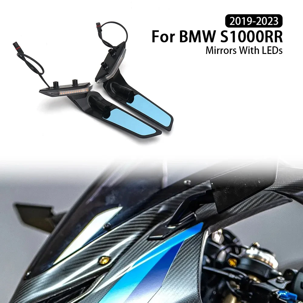 오토바이 LED 방향 지시등 거울, 360 ° 회전 가능, BMW S1000RR S1000 RR S 1000 RR S1000RR 2019 2020 2021 2022 2023, 1 쌍