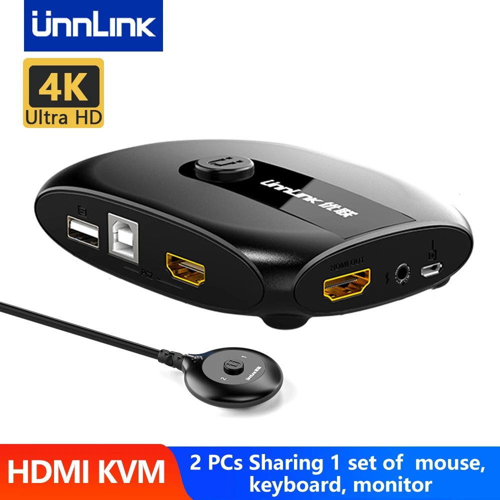 Unnlink Hdmi KVM Switch 4K30Hz 1080P60Hz Switcher with Extender 2