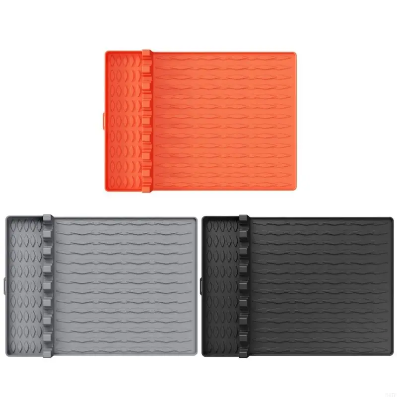 547F BBQ Grill Tool Mat BBQ Cutlery Pad Essential Outdoor Cooking Utensils Mat Utensils Pad Silicone Texture for Outdoor