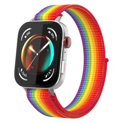 Woven Nylon Loop Replacement Watch Strap - Stylish and Durable Bracelet Accessory for HUAWEI FIT 3 (Rainbow)