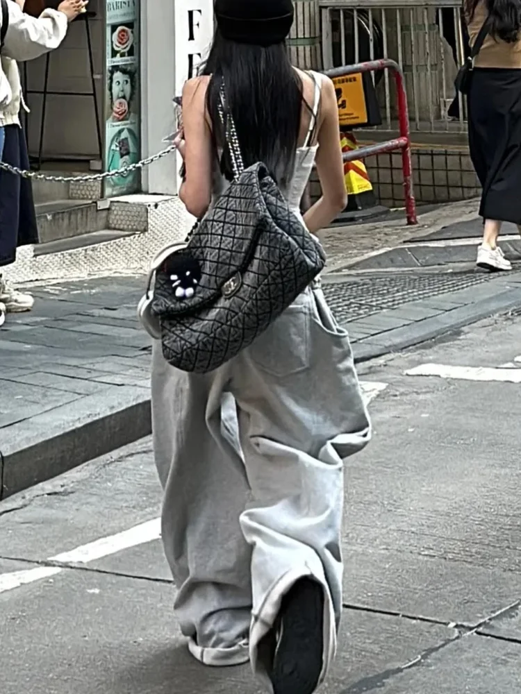 American Design ey Wide Leg Sweatpants Women's Loose Slimming Casual Sports Long Trousers Trendy High Waist Straight Leg