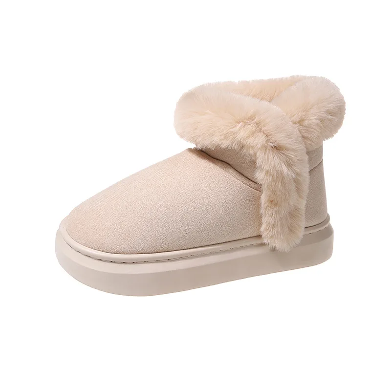 New Winter Thick-soled Mid-calf Warm Shoes Wear-resistant Comfortable and Fashionable Women's Boots Flat-soled Velvet Snow Boots