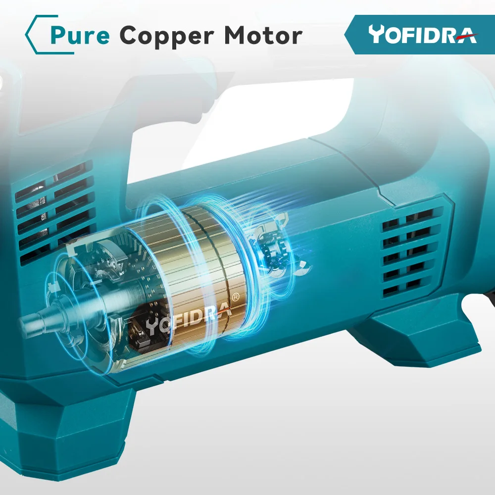 Yofidra-Pompe à air électrique avec affichage LED, sans fil, aste, voiture, gonfleur électrique, outil pneumatique pour Makita, batterie 18V