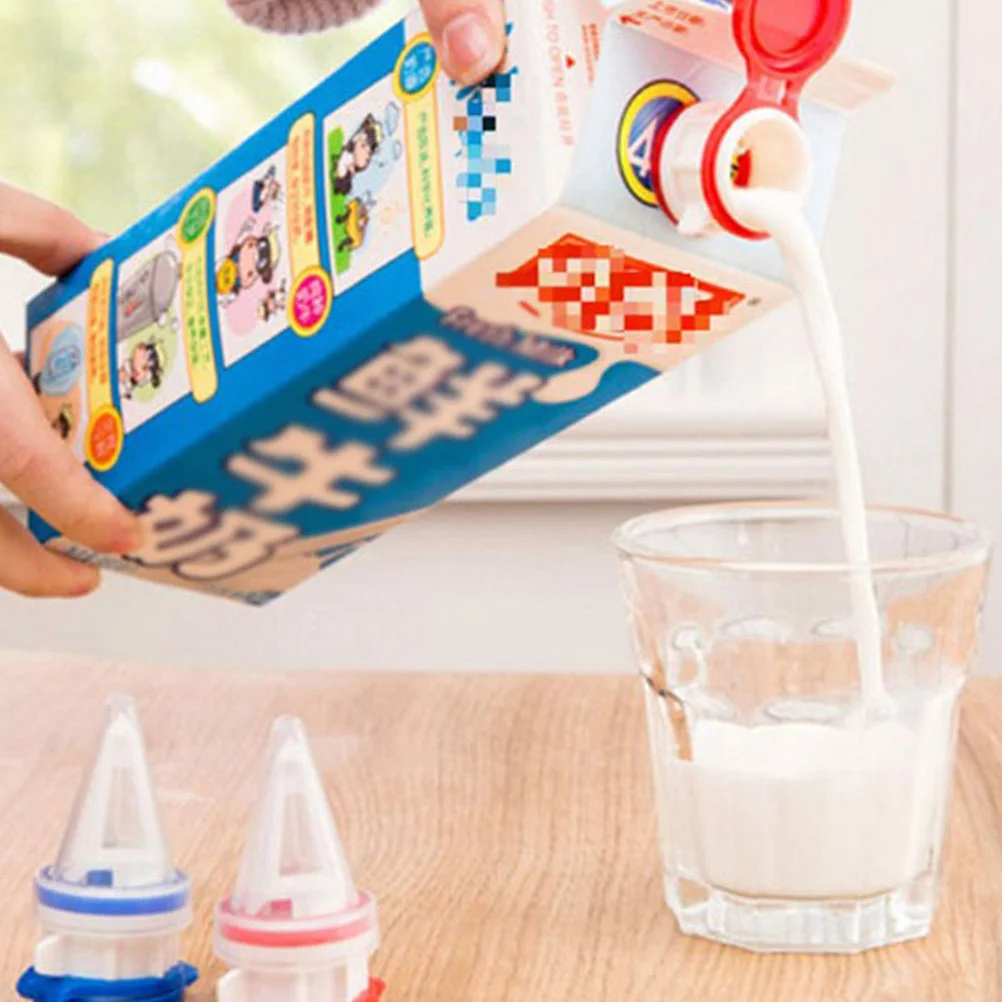 Box Drinks Diverter 6 Pcs Milk Beverage Extension Mouth Juice Pourer Kitchen Dining Bar Tools Replaceable Cap Spouts