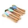 Baby 2pcs Silicone Fork Spoon Baby Beech Wood Feeding Spoon Toddlers Infant Feeding Accessories BPA Free Baby Feeding Tableware 4