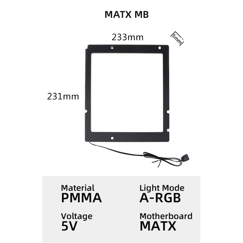 Motherboard RGB Backplate Light Emitting Back-Plane 5V 3 Pin ARGB Desktop Decor Lamp StripATX/MATX/ITX A-RGB Framex