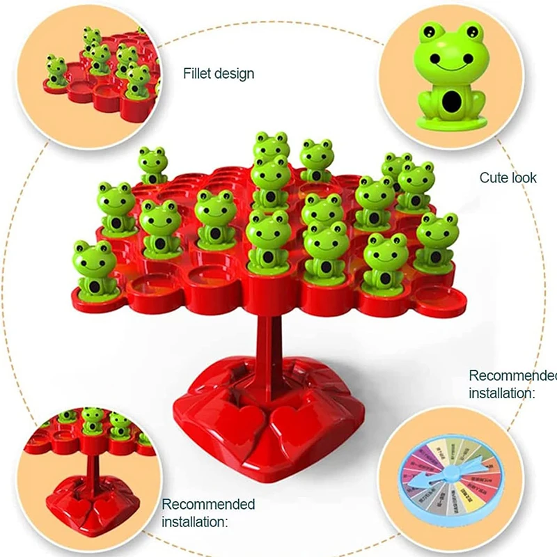 Montessori Frog Balance Game Toys Parent-Child Interactive Family Puzzle Game Birthday Christmas Bulk Frogs Tree Gifts for Kids 3