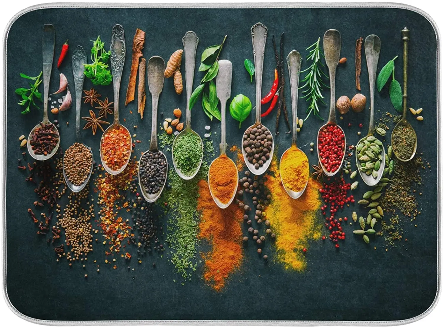 

Cooking Herbs Spices Dish Drying Mat for Kitchen 18x24 Inches Dry Dishes Pads Mats Tableware Protector Countertops Counter Mat