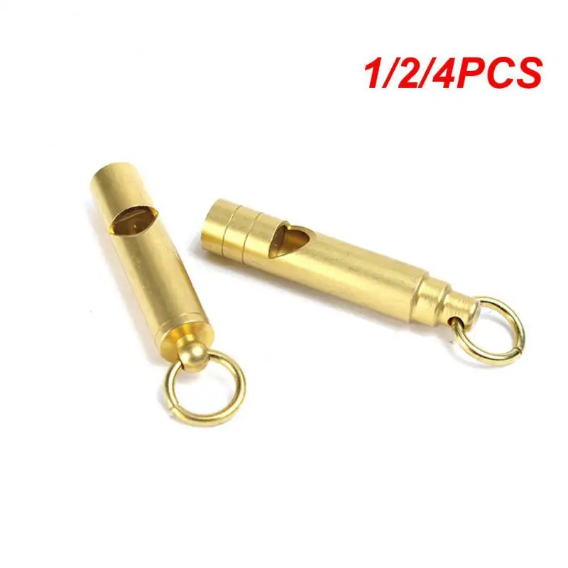 

1/2/4PCS Outdoor Whistle Retro Brass Fashionable Emergency Survival Training Referee Self-defense Camping Copper Key Ring