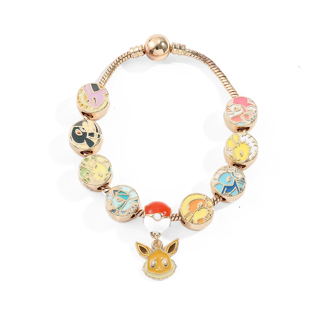 thumbnail image 1 of Pulsera de Pokémon de Anime, colgante de cuentas de Metal, accesorios de joyería Kawaii, Eevee, Vaporeon, Flareon, 1 of 5